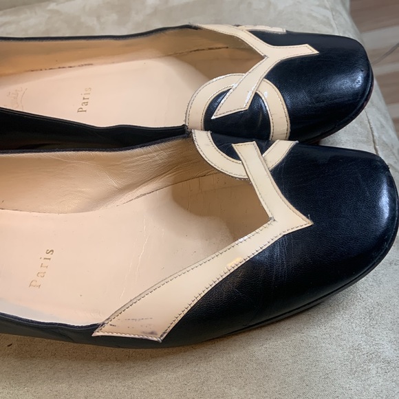 BLACK LOUBOUTIN SHOES WITH BLACK AND NUDE, RED SOLE 41 FITS LIKE A 40 vintage - Picture 8 of 10